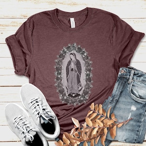 Our Lady of Guadalupe Shirt, Catholic Shirt, Virgin Mary Shirt, Catholic Saint Shirt, Floral Mary Mother of God Shirt, Confirmation Gift