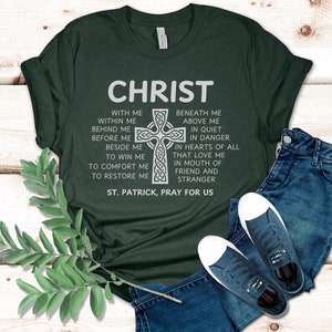 St. Patrick Breastplate Prayer Shirt, St. Patrick&#39;s Day Tee, Catholic Prayer Shirt, Irish Saint Shirt, Celtic Cross Tee, Confirmation Gift