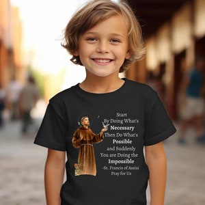 Saint Francis Pray for Us Camiseta de manga corta para ninos pequenos ninos pequenos 2T 5T Camiseta del nino catolico Boy Patron Saint San Francisco de Asis Etsy Mexico