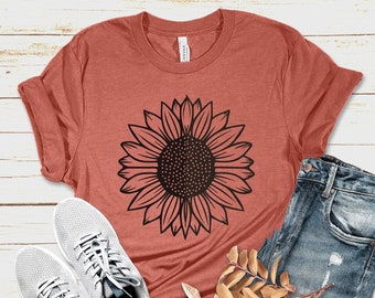 Chemise tournesol, chemise à fleurs femme, chemise à fleurs d'été, t-shirt tournesol mignon, chemise à fleurs d'automne, chemise à fleurs sauvages, chemise à fleurs rustique