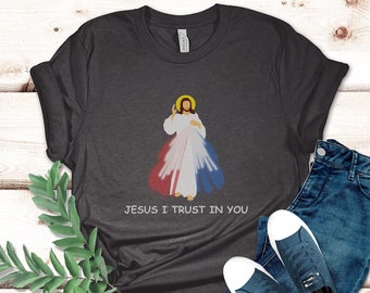 Chemise de la miséricorde divine, chemise catholique, chemise Jésus j'ai confiance en vous, chemise prière catholique, t-shirt chrétien, chemise de la miséricorde de Dieu, chemise sainte Faustine