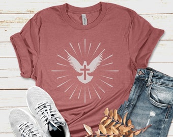 Holy Spirit Dove Shirt, Catholic Shirt, Holy Spirit Shirt, Pentecost Shirt, Confirmation Gift, Gift for Adult Baptism, Christian Dove Tee