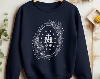 Miraculous Medal Sweatshirt, Virgin Mary Crewneck, Miraculous Medal Sweater, Mary Sweatshirt, Catholic Sweatshirt, Our Lady Sweatshirt