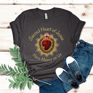 Camisa Sagrado Coração de Jesus, Tenha Misericórdia de Nós, Camisa Católica, Camisa Sagrado Coração de Jesus, Camisa Católica Tradicional para Mulheres e Homens