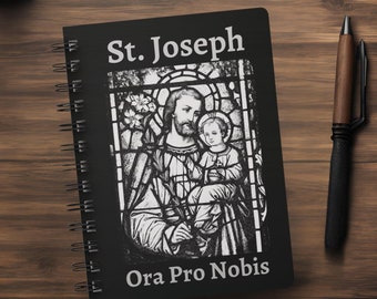 St. Joseph Spiral Bound Lined Journal, Catholic Prayer Journal, Catholic Guy Journal, Confirmation Gift, Missionary Gift, Saint Notebook