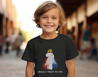 Divine Mercy Youth Shirt, Children's Catholic Shirt, Jesus I Trust in You Shirt, Catholic Prayer Shirt for Kids, First Communion Gift