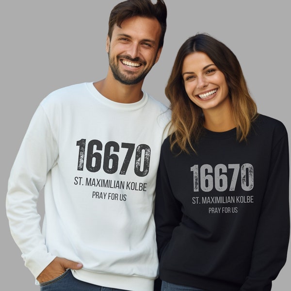 St. Maximilian Kolbe Prison Number Sweatshirt, Catholic Crewneck Sweatshirt, Catholic Saint Crewneck, 16670 Shirt, Prison Number Shirt