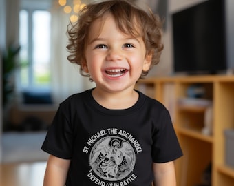 St. Michael the Archangel Defend Us in Battle Toddler Shirt, Catholic  Baby Toddler Tee, God Child Gift, Namesake Gift, Saint Prayer Shirt