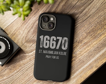 St. Maximilian Kolbe Prison Number 16670 iPhone 16 15 14 13 12 Pro Max Plus Mini Tough Case, Katholischer Heiliger Telefonabdeckung, Katholischer Kerl Geschenk