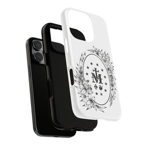 Wunderbare Medaille iPhone 16,15,14,13,12,11, X, 8 Plus Pro Max Mini Tough Phone Case, katholische Telefonschutzfolie, Jungfrau Maria Hard Phone Cover Bild 2
