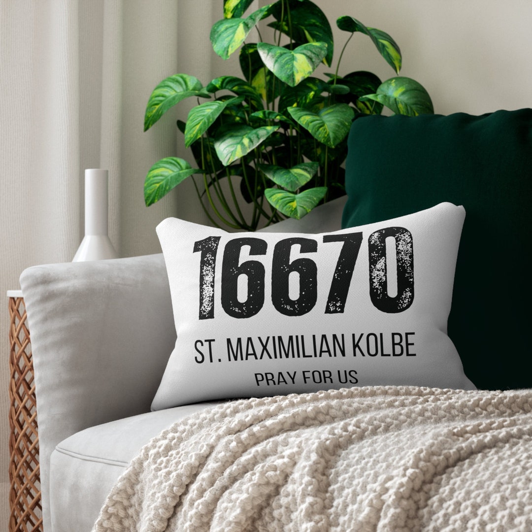 St. Maximilian Kolbe Prison Number 16670 Decorative Lumbar Rectangular ...