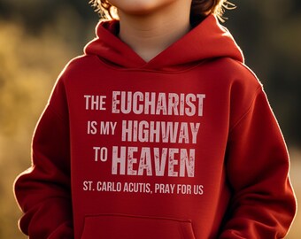 St. Carlo Acutis Youth Hooded Sweatshirt, Blessed Carlo Hoodie, Children's Catholic Hoodie, Kid's Saint Quote Hoodie, God Child Gift