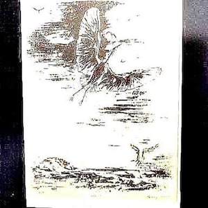 Etching titled Flight By asian artist L. Fong. Could possibly be woodblock.
