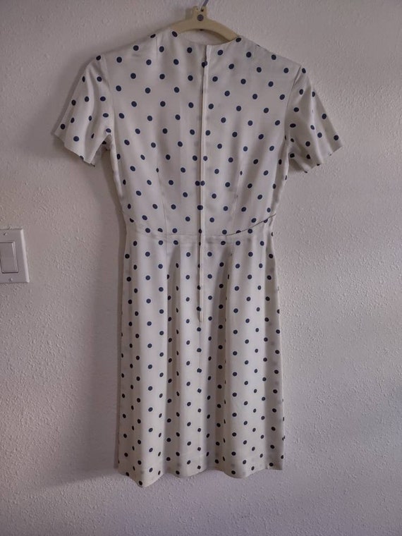 Ladies or girls vintage white and blue polka-dot … - image 2