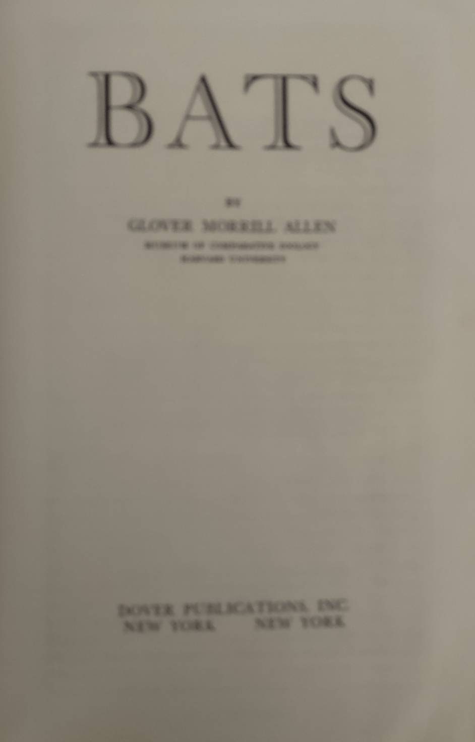 Bats by Glover Morrill Allen Museum of Comparative Zoology Etsy