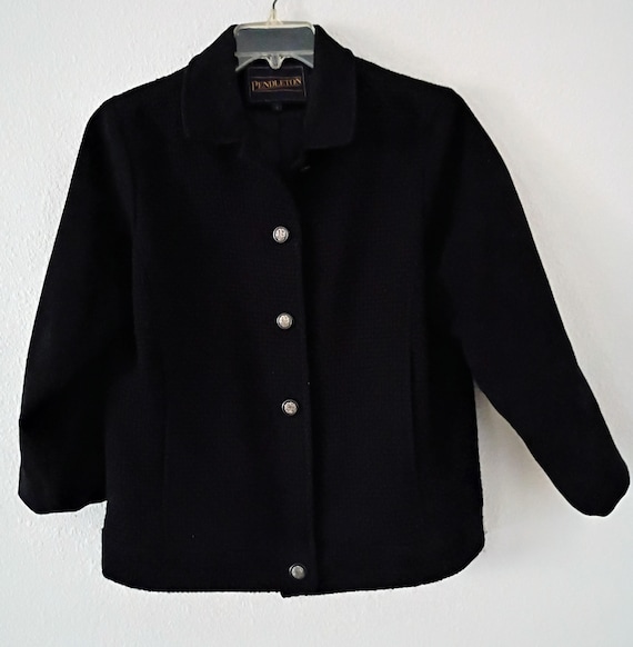 Women's black 5 button wool Pendleton coat size 8 - image 1