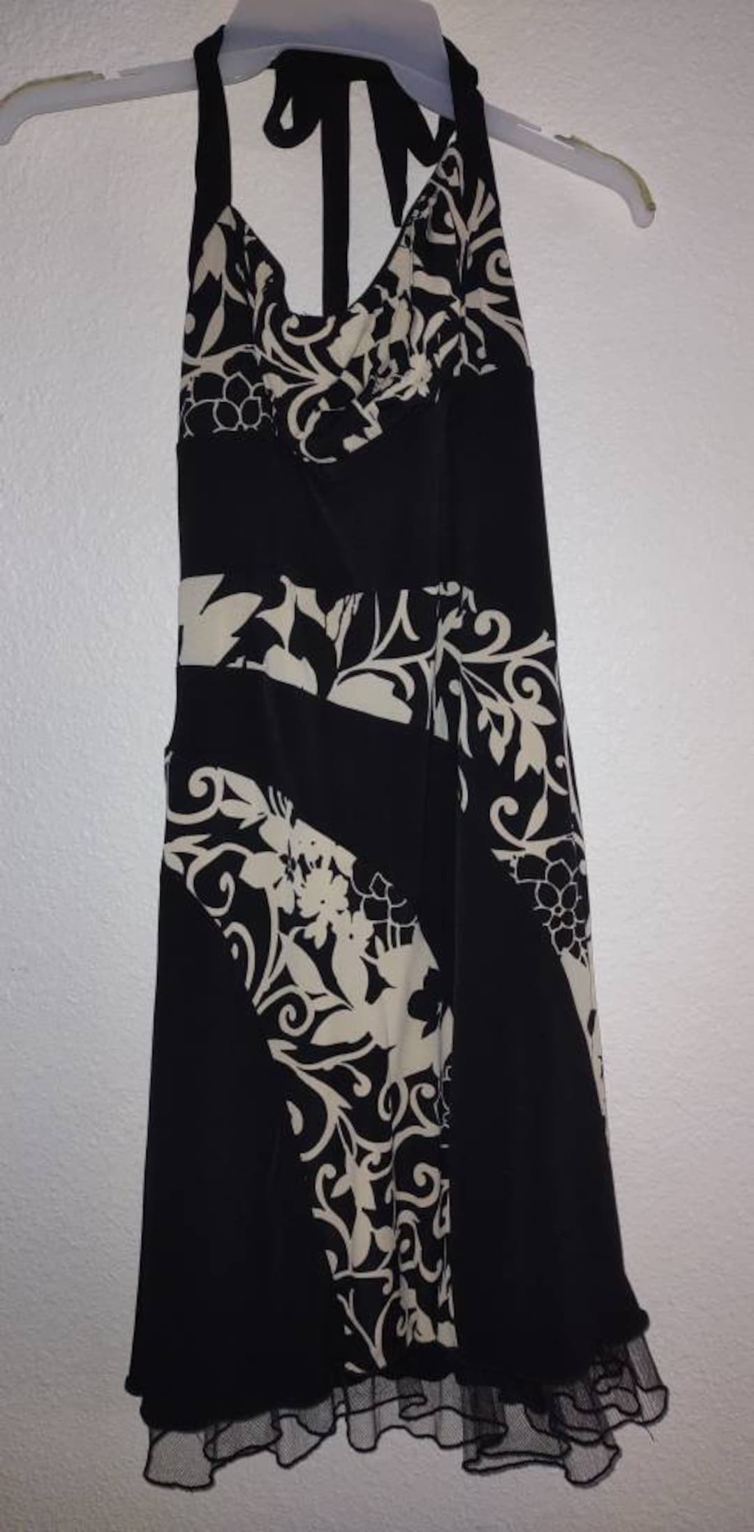 Vintage Trixxi Company Women's Black and White Flowered Summer Dress - Etsy