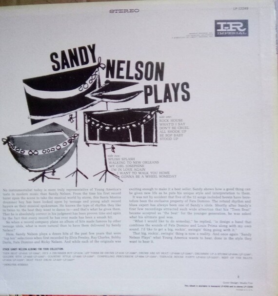 Sandy Nelson Plays LP 12249 on Imperial Records 1963 - Etsy
