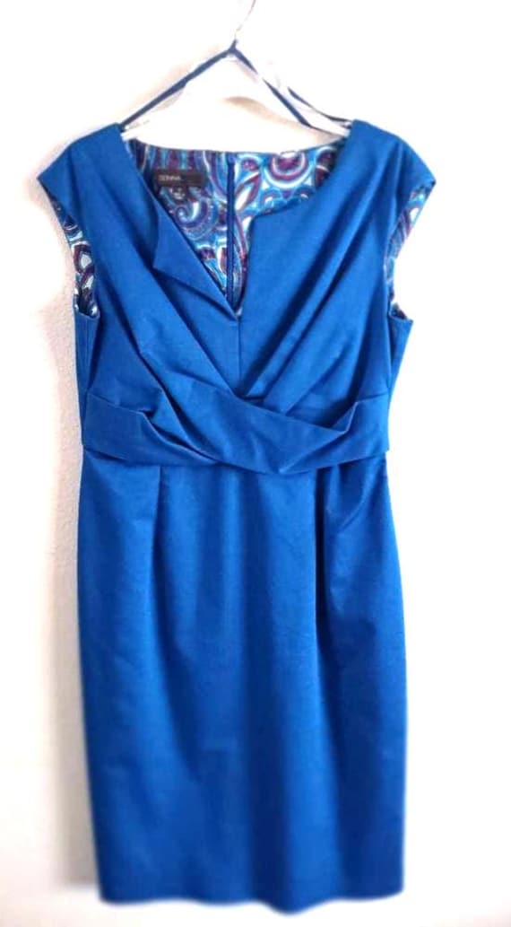Vintage Donna Ricco New York Midi Sleeveless Blue Dress