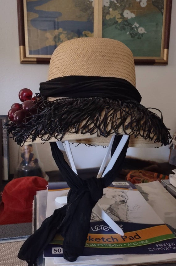 Ladies Vintage Haitian Straw Bucket Hat -  Canada