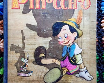 Vintage 1939 Walt Disney's Pinocchio Book, Random House Edition