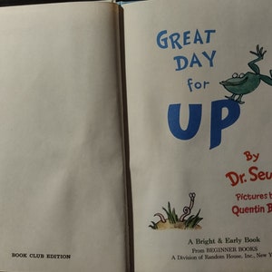 Great Day for up by Dr Seuss Copyright 1974 Book Club Edition - Etsy