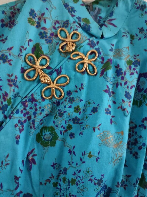 Ladies teal colored Asian dress - image 3