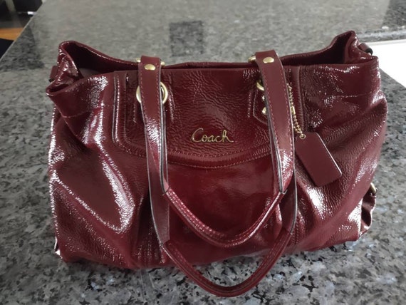 Coach Maroon Colored Ashley Patent Leather Handbag - Etsy