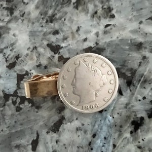 Vintage mens liberty head nickel tie clip