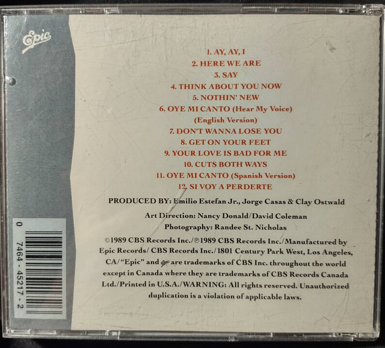 Gloria Estefan Cuts Both Ways 1989 CD on Epic EK 45217 - Etsy