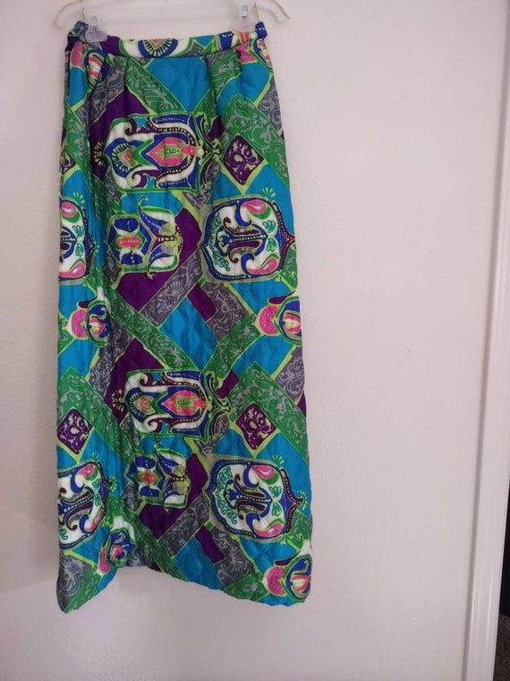 Women's 60s or 70s colorful abstract A-line skirt… - image 3