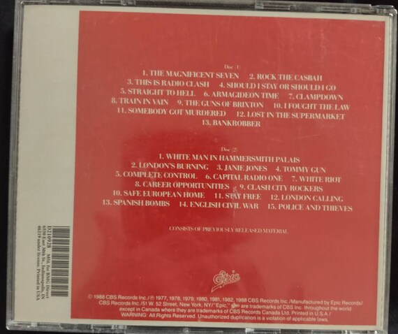 The Clash - the Story of the Clash Volume I 1988 2CD Set on Epic