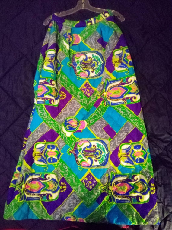 Women's 60s or 70s colorful abstract A-line skirt… - image 2