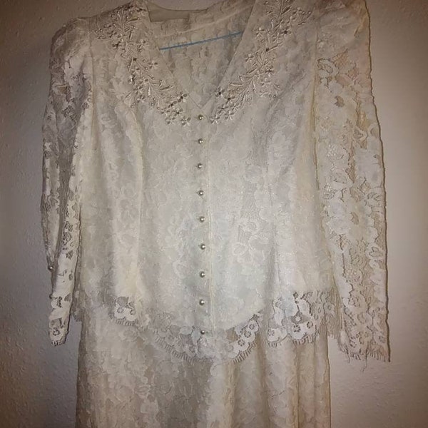 Ivory Drape Skirt & Lace Jacket