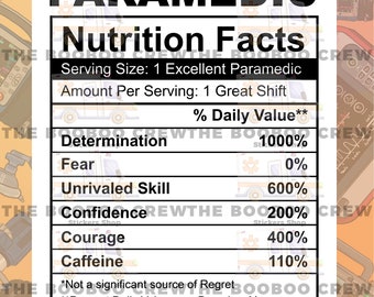 Firefighter Nutrition Facts Sticker | Water Bottle Stickers | Paramedic, First Responder, FireFighter | Rescue