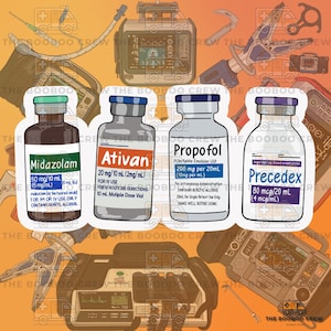 Sedação | Adesivos para garrafas de água | Paramédico, socorrista, RT | Resgate | Anestesiologia | Médico |