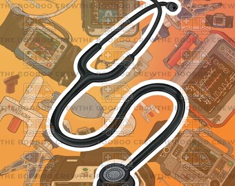 Stethoscope | Water Bottle Stickers | Paramedic, First Responder, RT | Rescue | Doctor | | Emergency