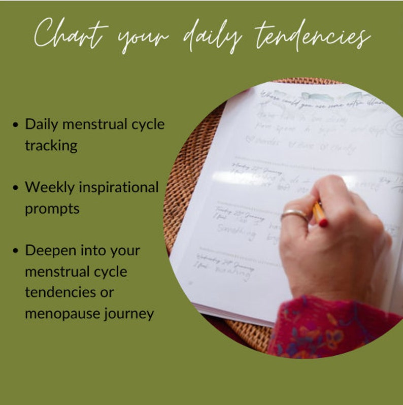 Menstrual Cycle Diary Wild Wisdom Journal 2024 Moon phases Women's wellness Menopause Cyclical Living Period Tracker Lunar image 2