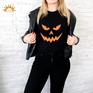 Halloween Shirt, Women and Men, Spooky Pumpkin, Cotton, Scary Design, Costume, Gothic Style, Motif Shirt