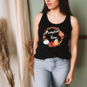 Damen Tank Top, Herbst Design, Pumpkin Spice, Autumn Vibes, Natürliches Design, Baumwoll Top, Kürbis Design, Halloween, Boho Style