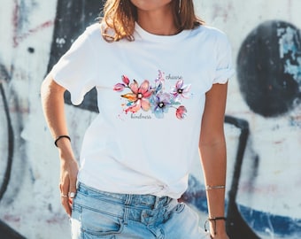 Colorful floral T-shirt - colorful gradient, watercolor