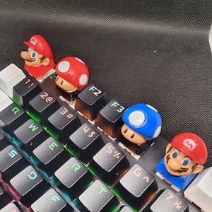 Artisan Custom Keycaps Keyboard Super Mario Nintendo Mush Room Red Blue Mechanical keyboard Switches