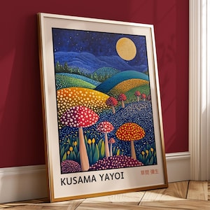 Yayoi Kusama Poster Yayoi Kusama Nacht Druck Pilze Japandi Wandkunst Yayoi Kusama Trendy Wandkunst Geschenk Orientalisch Digitaler Download