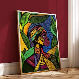 Abstract African Woman Art Print: Minimalist Portrait (Digital Download)