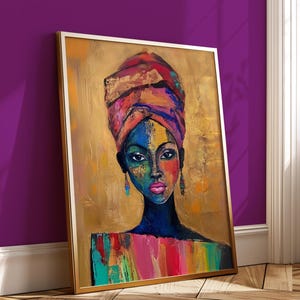 Colorful African Woman Portrait: Abstract Ethnic Art (Digital Download)