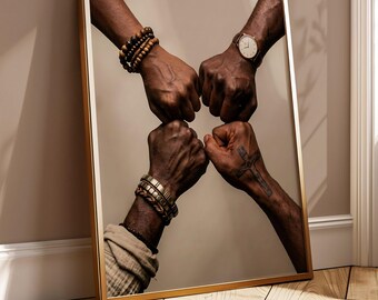 Unity Hands Wall Art Print, African American Brotherhood Poster, Strength and Solidarity Art, Cultural Empowerment Decor