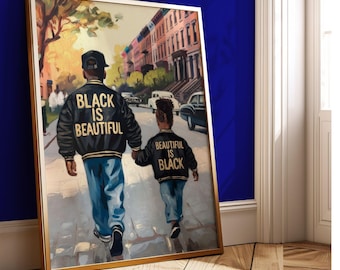 Black Is Beautiful Wall Art – Brother and Sister Child Illustration – Family Empowerment Print – Inspirational
