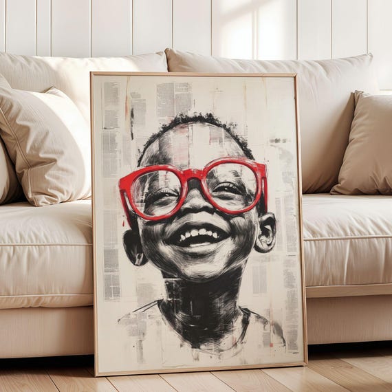 Smiling Black Child Art Print: Afrocentric Nursery Decor (Digital Download)