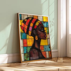 Abstract African Woman Portrait Art: Minimalist Home Decor (Digital Download)
