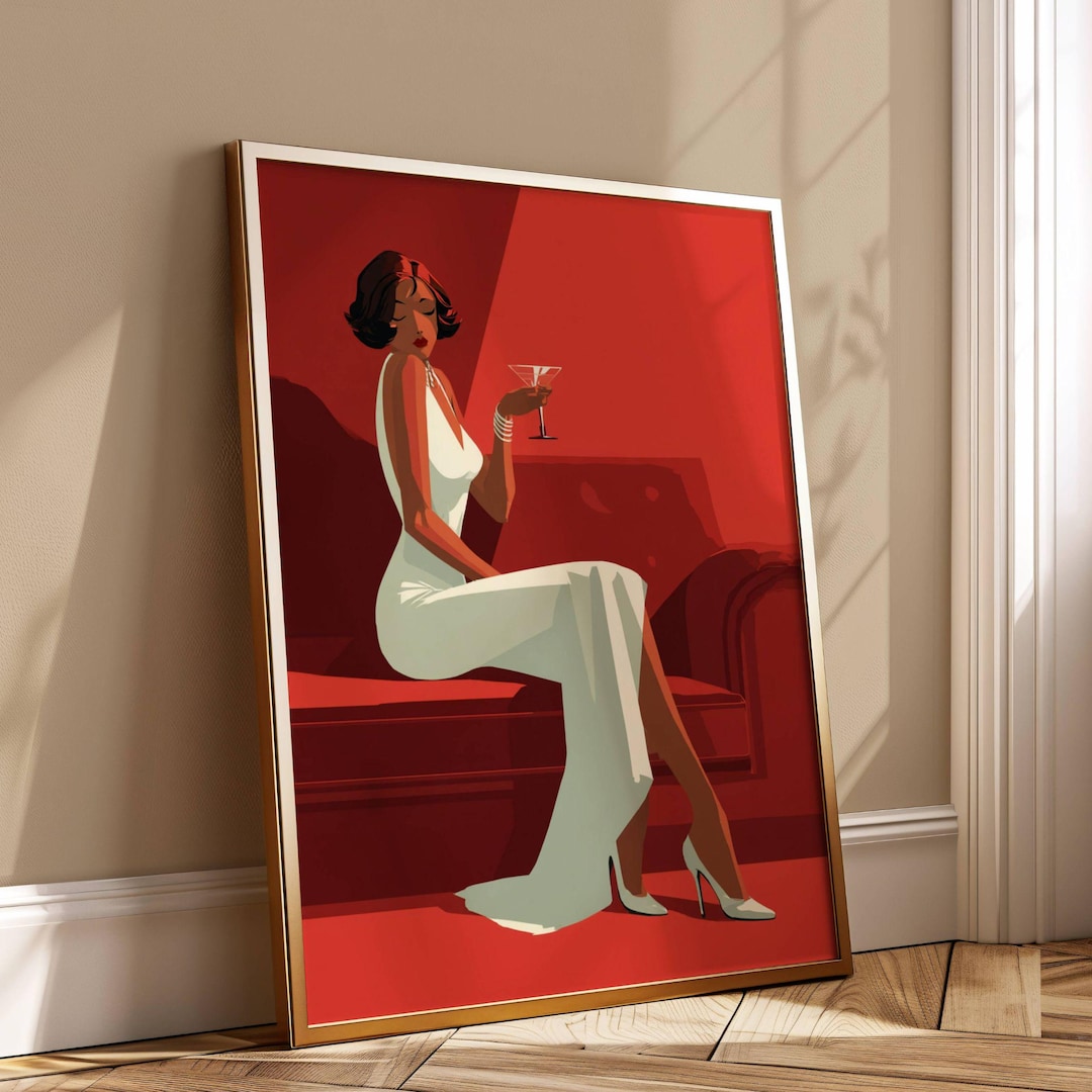 Art Deco Glamour Girl Print: Elegant Black Woman Lounge Art (digital ...